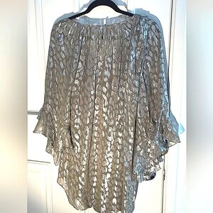 Rebecca Taylor Silk Tunic Blouse Long ruffled flowy   sz S